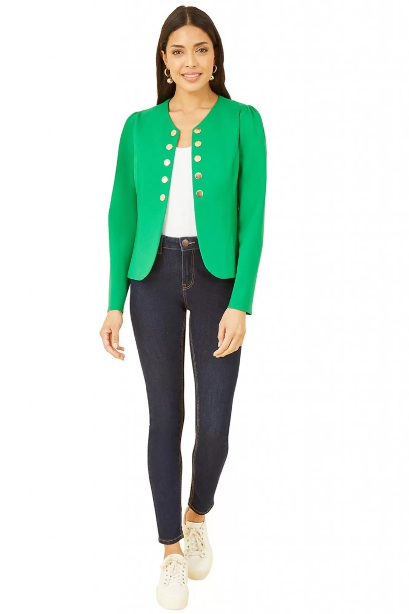 Outerwear^Yumi Ponte Jacket With Military Buttons Green