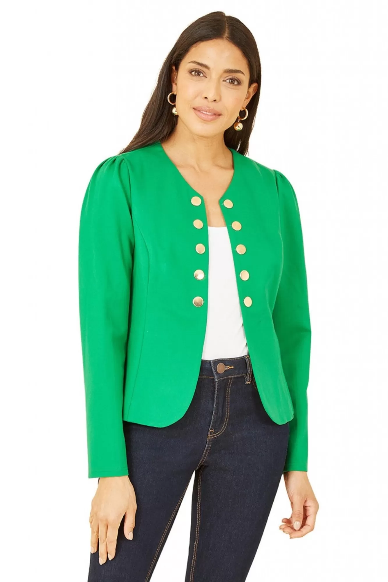 Outerwear^Yumi Ponte Jacket With Military Buttons Green