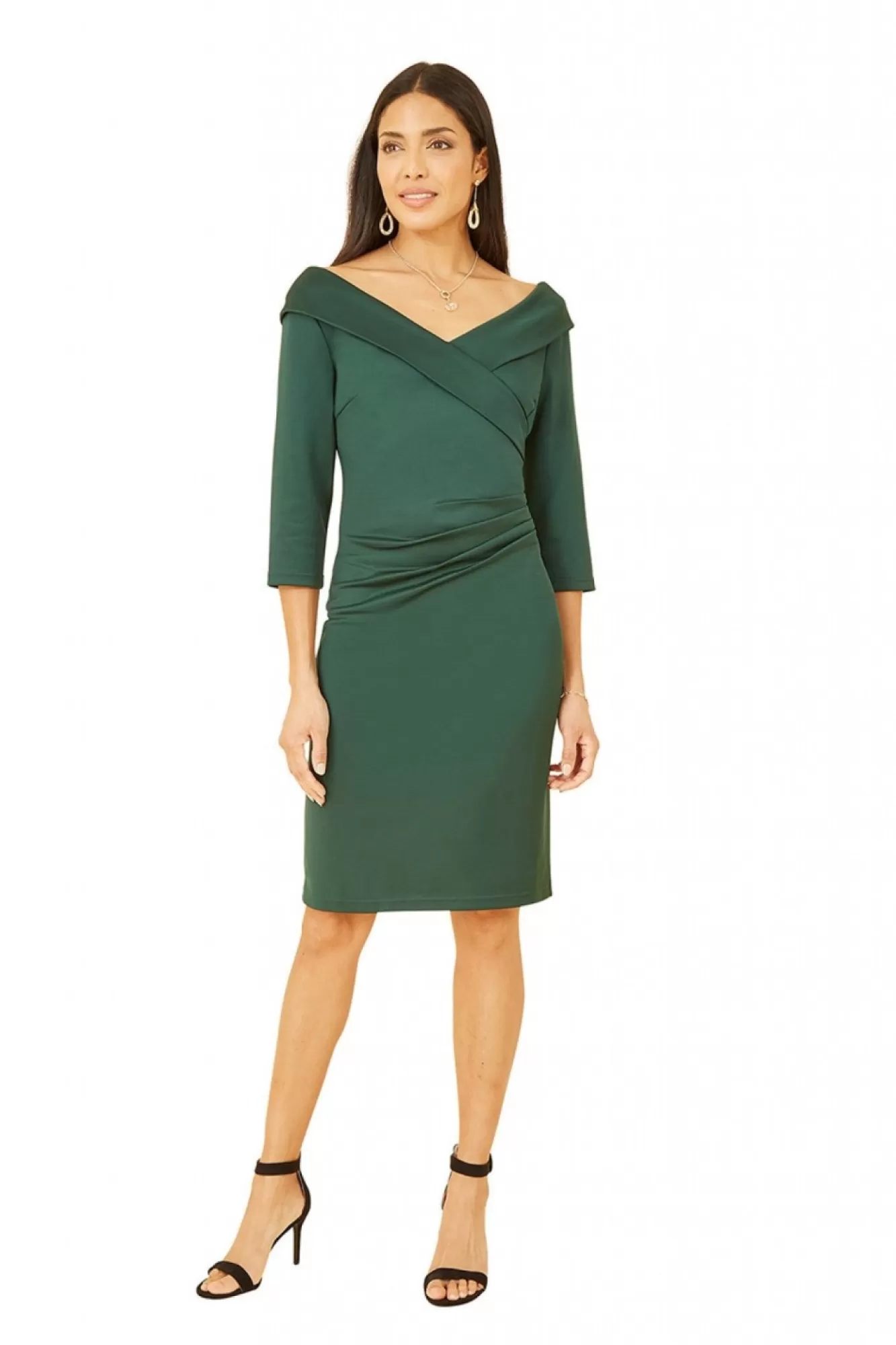 Midi Dresses^Yumi Scuba Fitted Wrap Dress Green