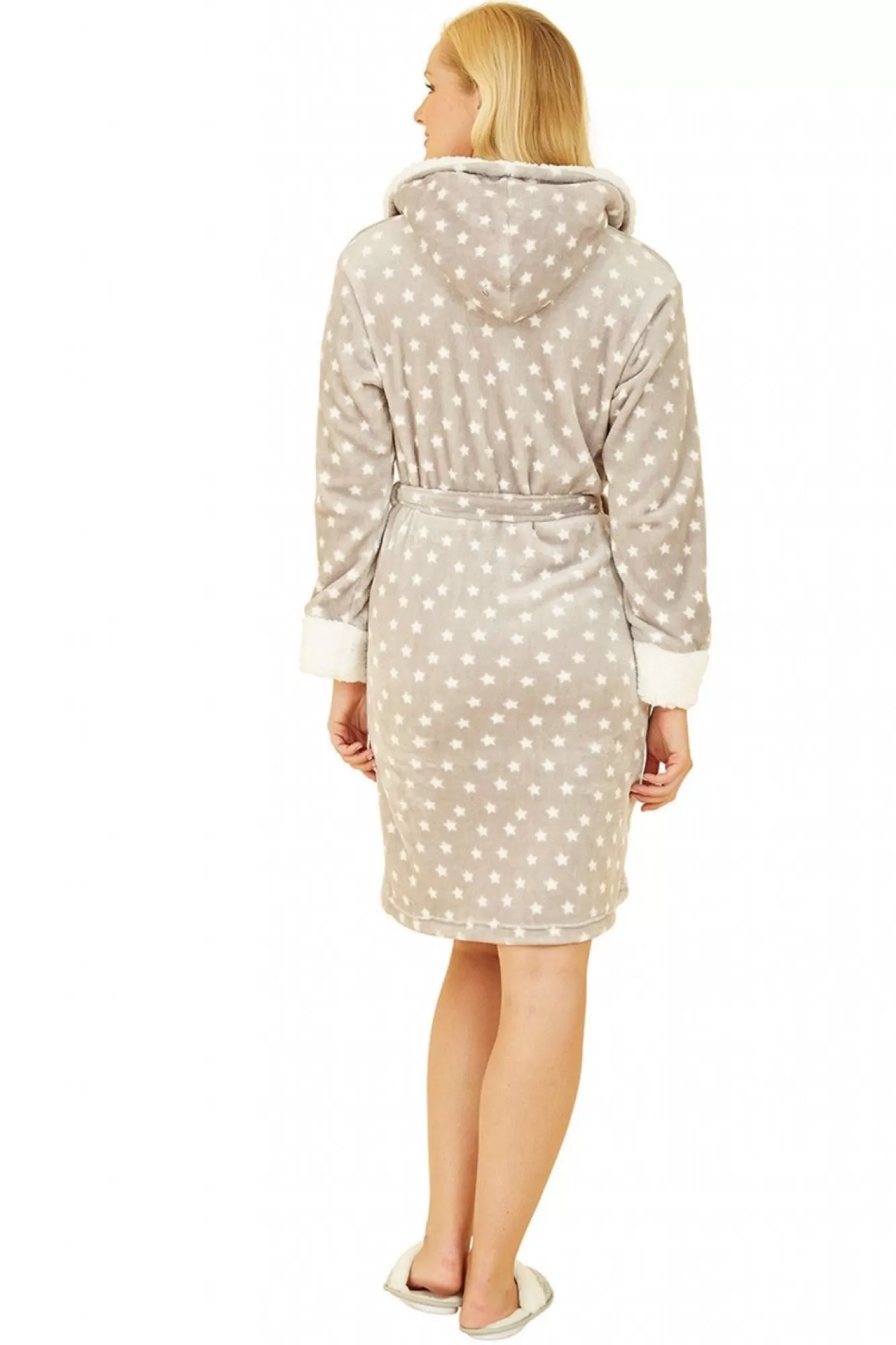 Loungewear & Sleepwear^Yumi Star Print Fleece Dressing Gown Grey