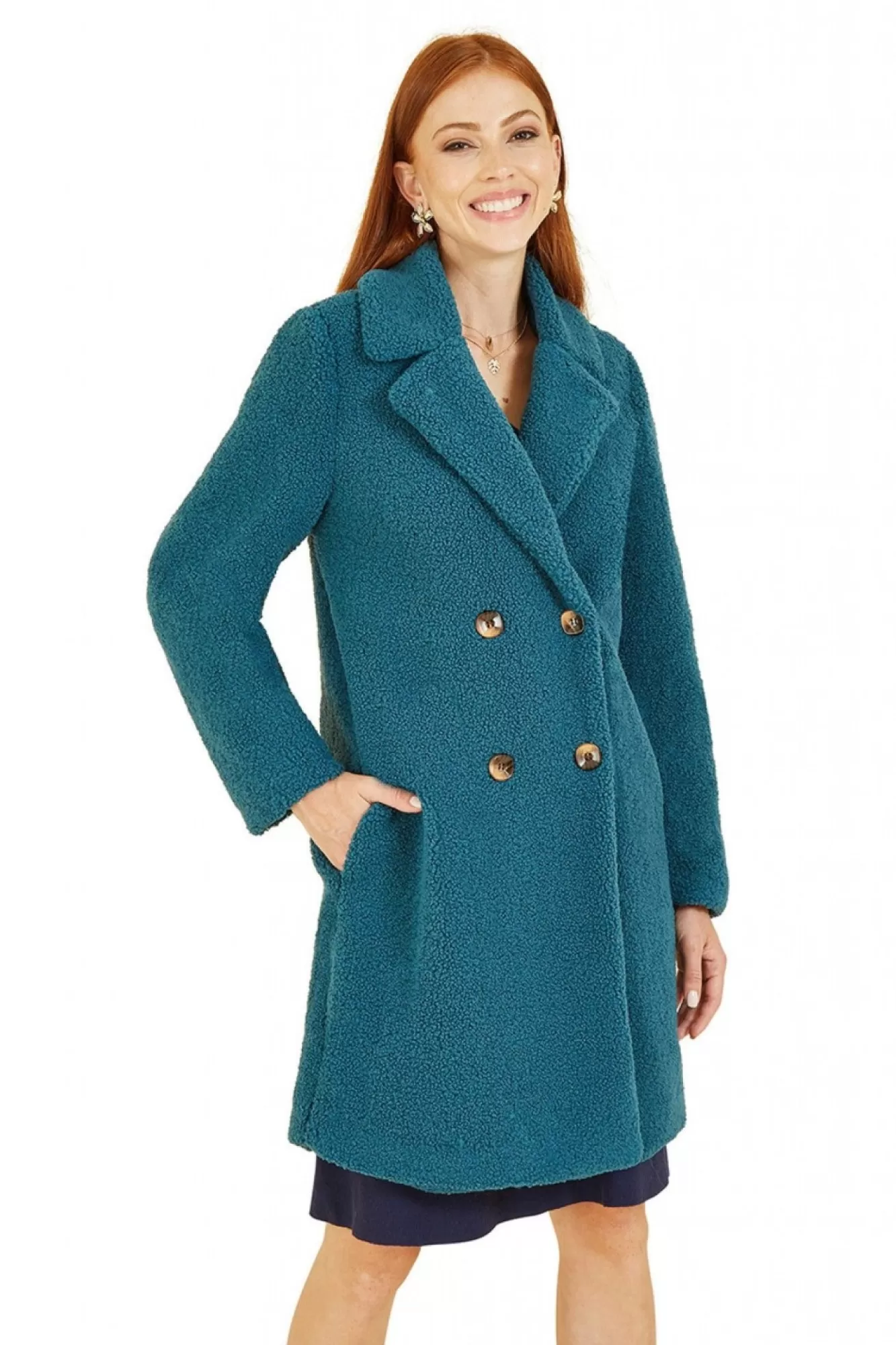 Outerwear^Yumi Teddy Bear Coat Teal