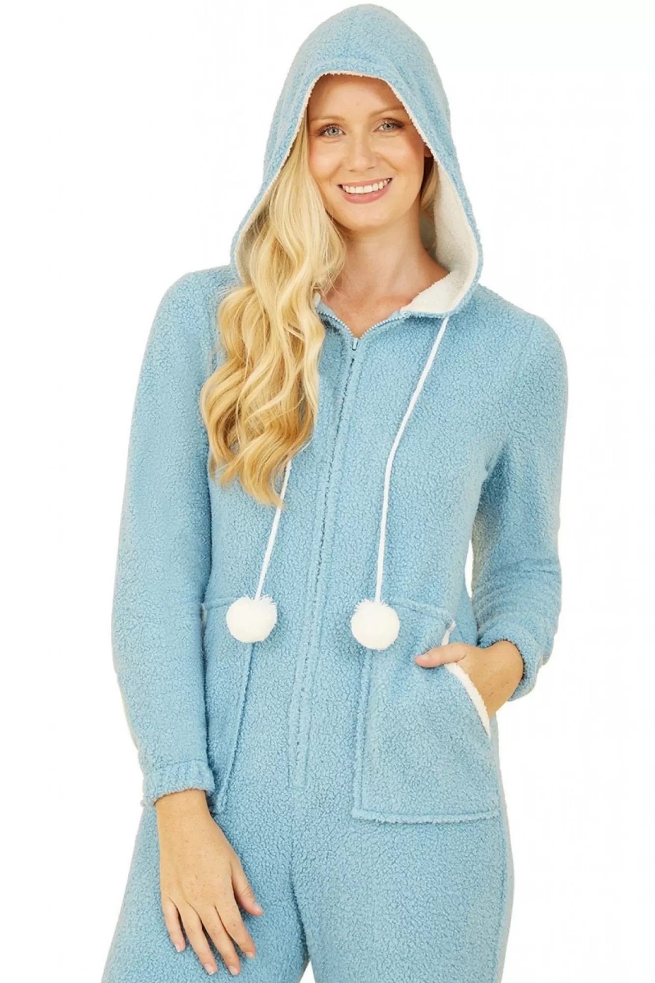 Loungewear & Sleepwear^Yumi Teddy Bear Onesie With Pom Pom Blue