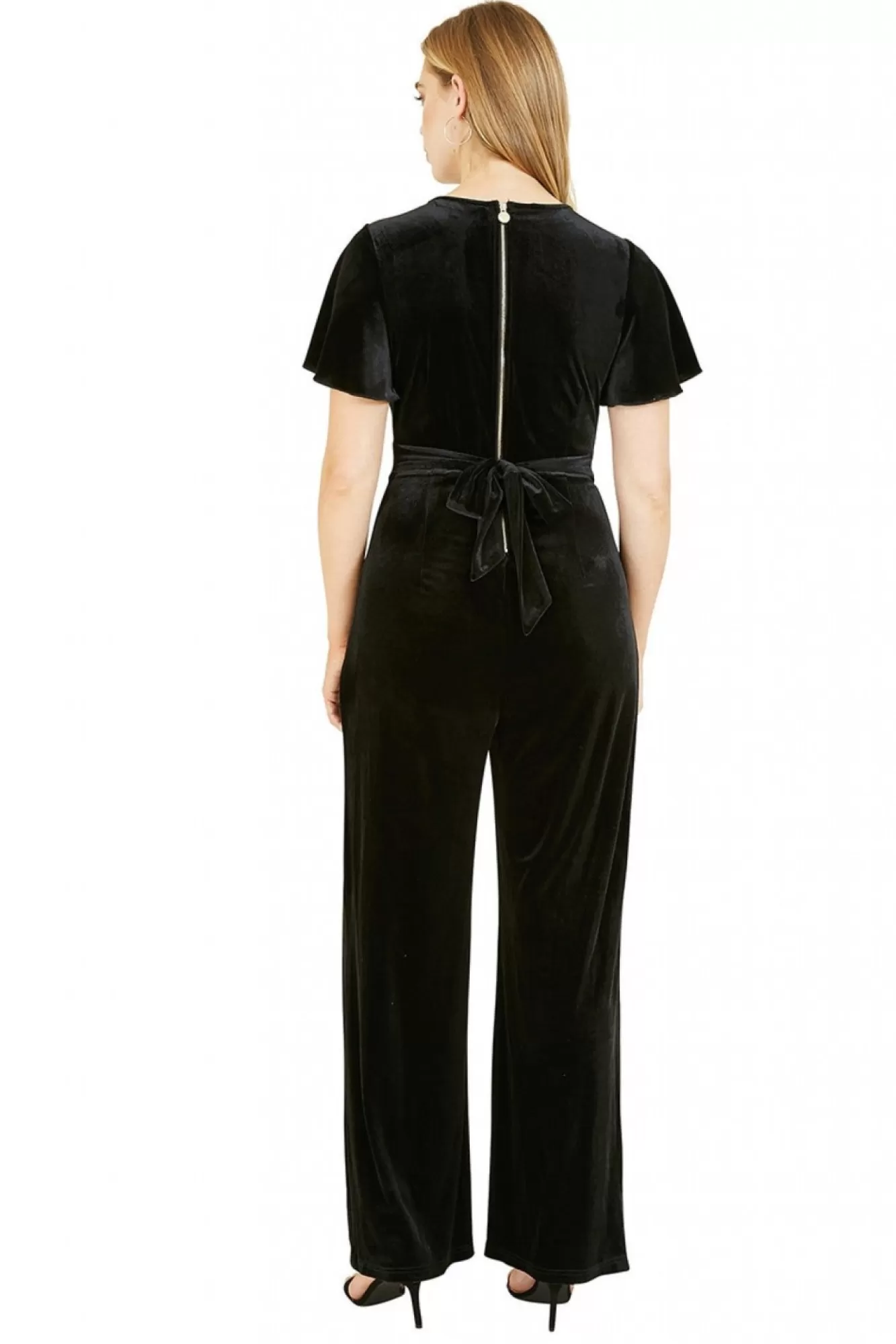 Jumpsuits^Yumi Velvet Jumpsuit With Angel Sleeves Black