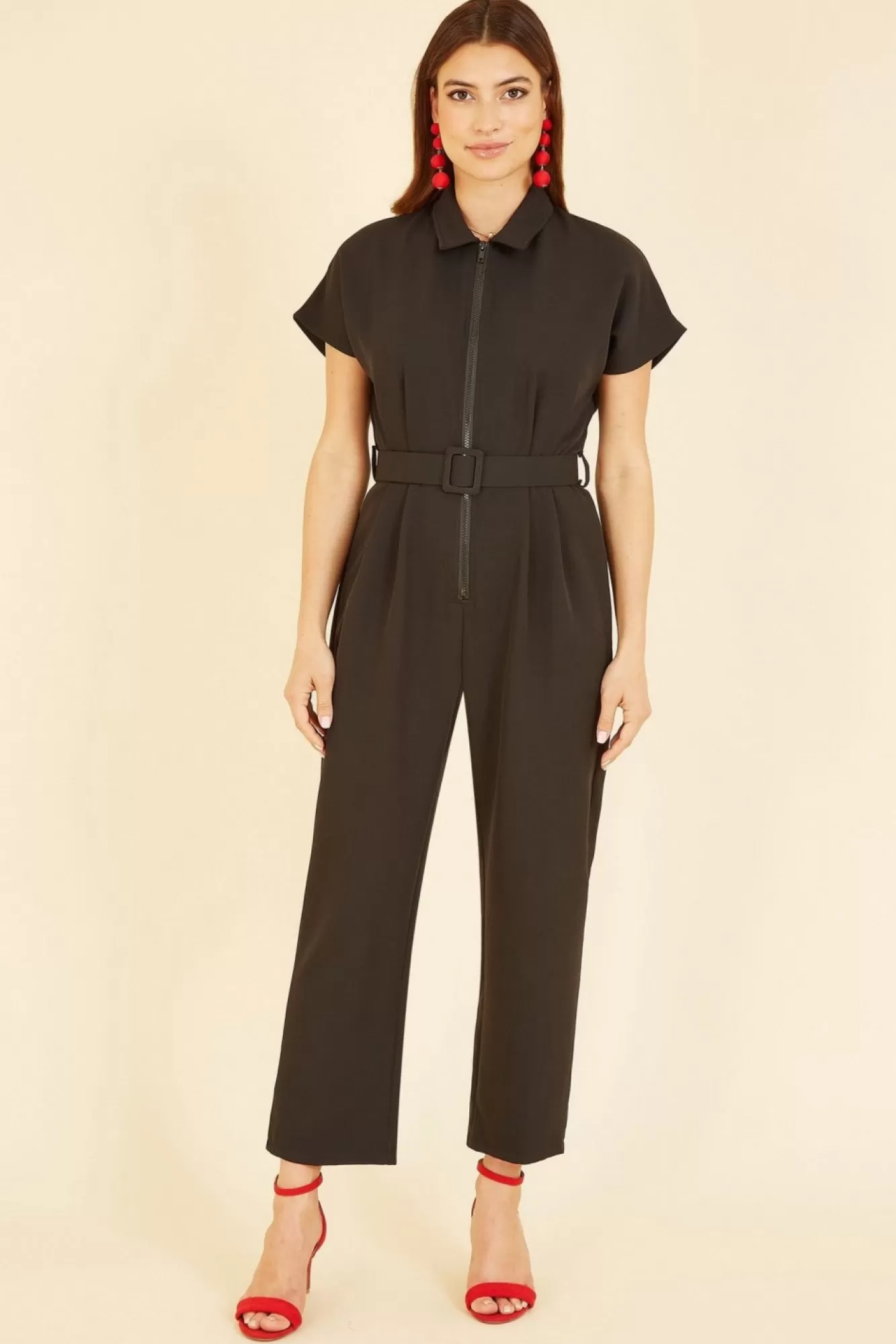 Jumpsuits^Yumi Zip Jumpsuit With Belt In Black
