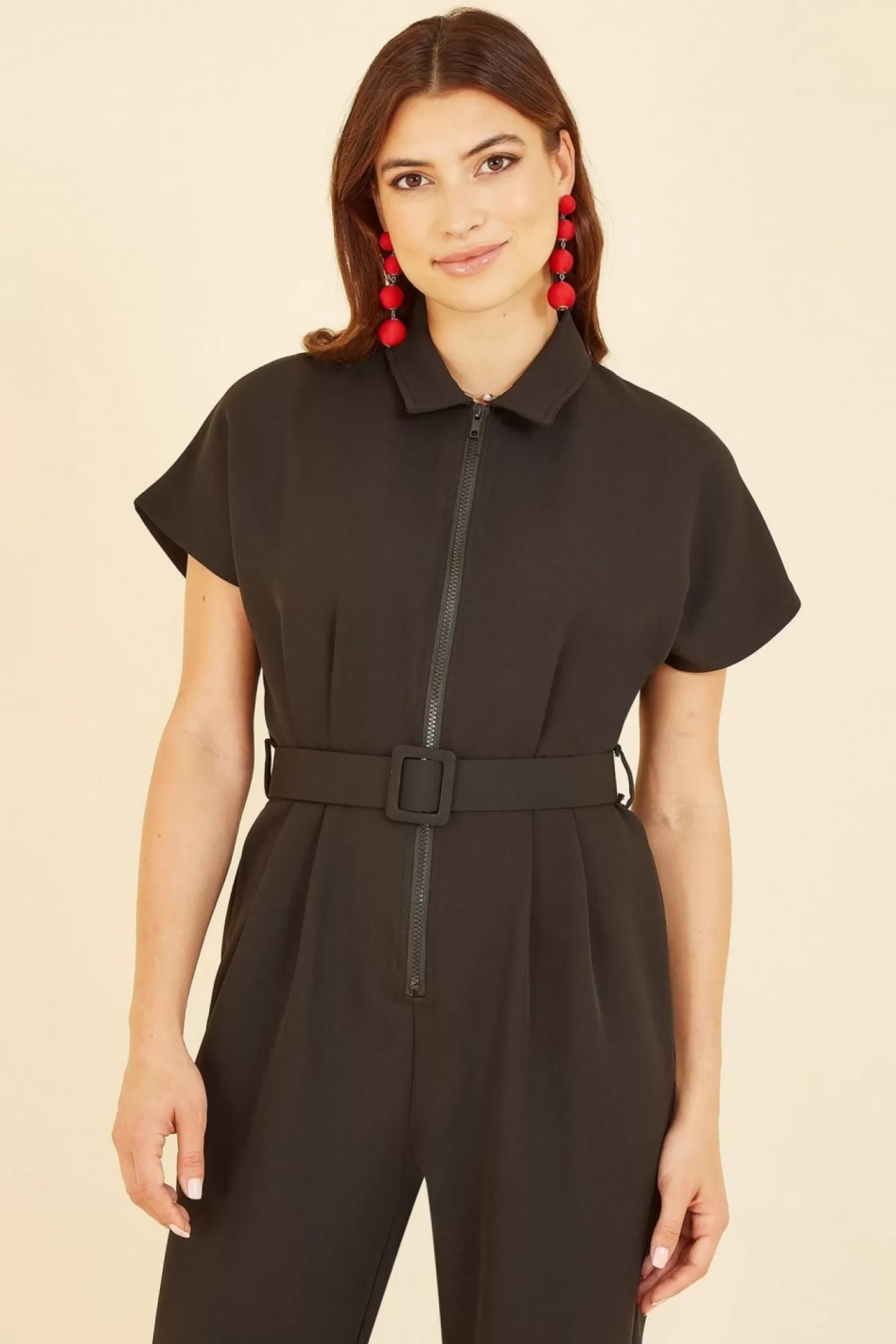 Jumpsuits^Yumi Zip Jumpsuit With Belt In Black